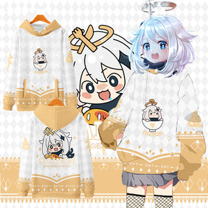 Game Genshin Impact Cute Kawaii Paimon T-Shirt Hoodie Sweater Sweatshirt Zipper Clothing Christmas Gift
