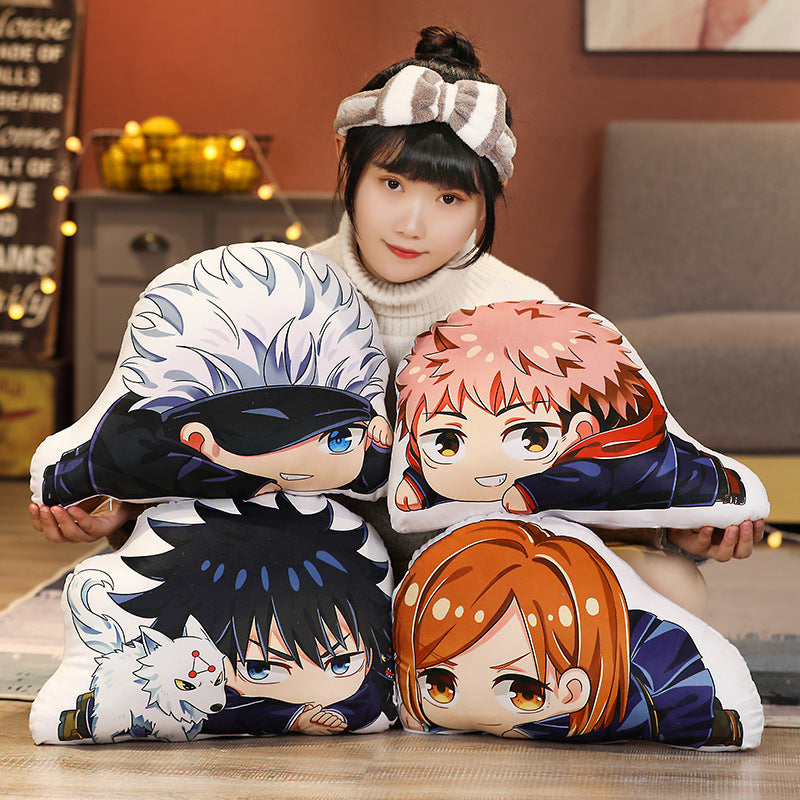 Anime Jujutsu Kaisen Cosplay Pillow Soft Plush Yuji Itadori Costume Double Side Printed Doll Cushion