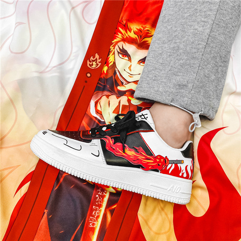 Demon Slayer Rengoku Kyoujurou Shoes Sneakers Casual Shoes Men Anime Cosplay Cool Sneakers