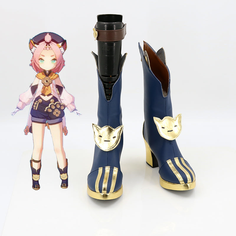 Genshin Impact Diona Blue Cosplay Shoes Boots Halloween Carnival Cosplay Costume Accessories