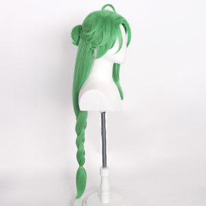 Genshin Impact BaiZhu Cosplay Wig Unisex 100cm Long Green Wig Cosplay Anime Cosplay Wigs Heat Resistant Synthetic Wigs Halloween