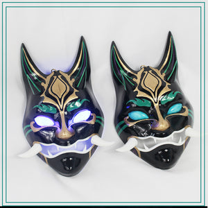 Yasha Xiao Mask Game Genshin Impact Cosplay Accessories 25CM Glowing Mask Halloween Luminous Adult PropsAnime Resin Gift Kids Toys