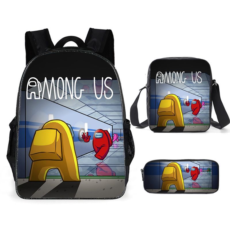 Among Us Backpack Men Impostor Rucksack Lunchbag Pen Case 3D Print Schoolbags 3 Pieces/Set