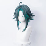 Load image into Gallery viewer, Genshin Impact Xiao Wig Cosplay Mixed Dark Blue Short Middle Part Heat Resistant Hair Adult Halloween Role Play
