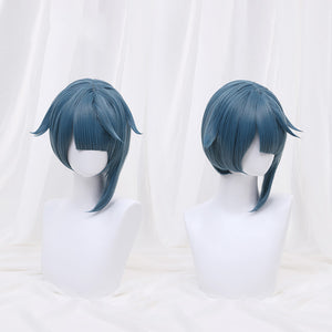 Genshin Impact XINGQIU Wig Cosplay Blue Short Heat Resistant Hair Women Halloween Role Play Genshin Impact Wig