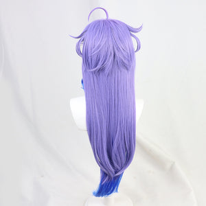 Genshin Impact Ganyu Cosplay Wig Gradient Purple Blue Long Straight Halloween Party Temples Heat Resistant Hair