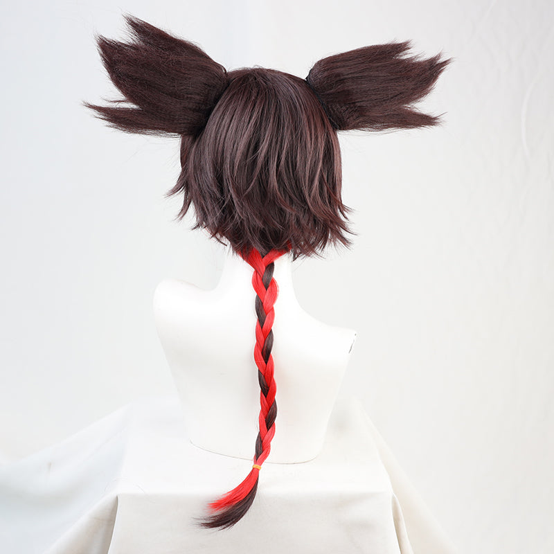 Genshin Impact Xinyan Cosplay Wig Ears Short Brown Heat Resistant Synthetic Hair Halloween Party Hairs For Women Headwear
