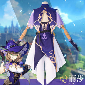 Game Genshin Impact Lisa Witch of Purple Rose Cosplay Costume The Librarian Sexy Dress