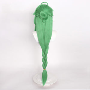 Genshin Impact BaiZhu Cosplay Wig Unisex 100cm Long Green Wig Cosplay Anime Cosplay Wigs Heat Resistant Synthetic Wigs Halloween