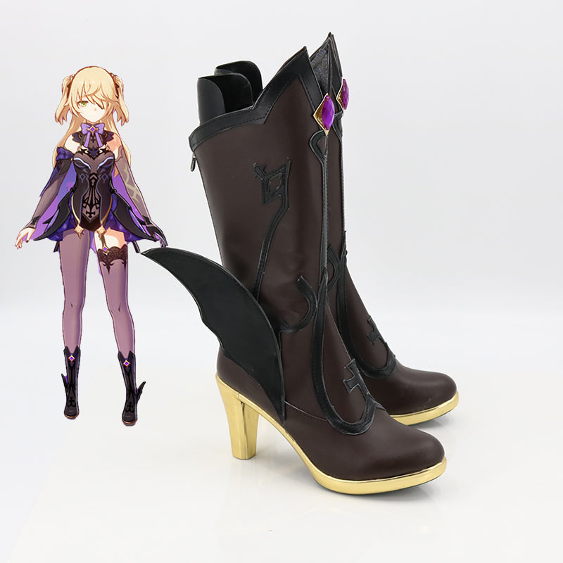 Game Genshin Impact Fischl Cosplay Shoes Cosplay Boots Heel Shoes Custom Made