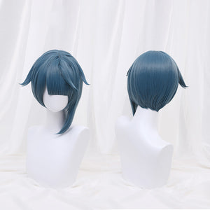 Genshin Impact XINGQIU Wig Cosplay Blue Short Heat Resistant Hair Women Halloween Role Play Genshin Impact Wig