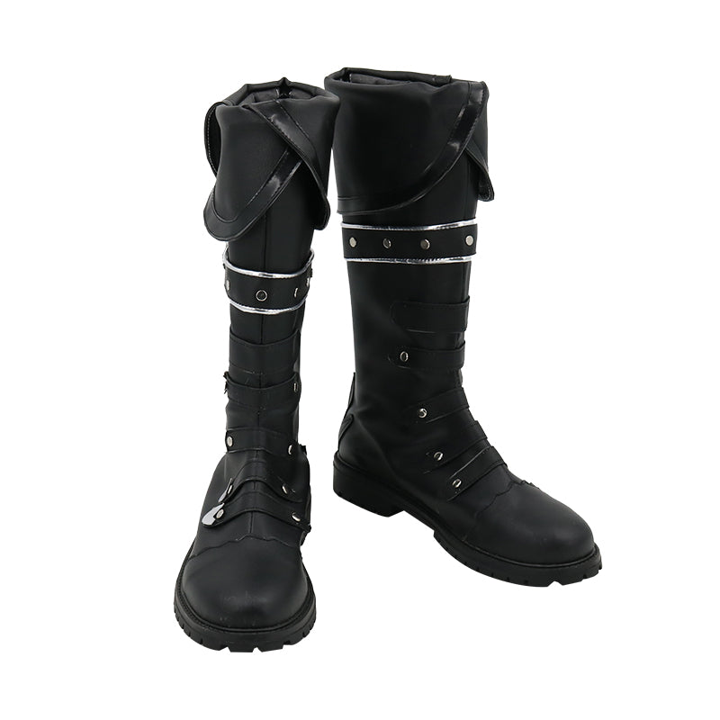 Genshin Impact Diluc Cosplay Black Boots Shoes Custom Made Adult Mens