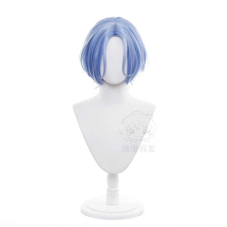 Anime SK∞ Langa Cosplay Wig Light Blue Short Straight Middle Part Mullet Heat Resistant Hair Role Play SK8 the Infinity SK Eight
