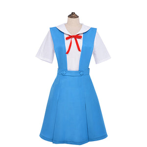 Evangelion EVA Rei Ayanami Asuka Langley Soryu Blue School Uniform Cosplay Costume Set Outfit Custom Made