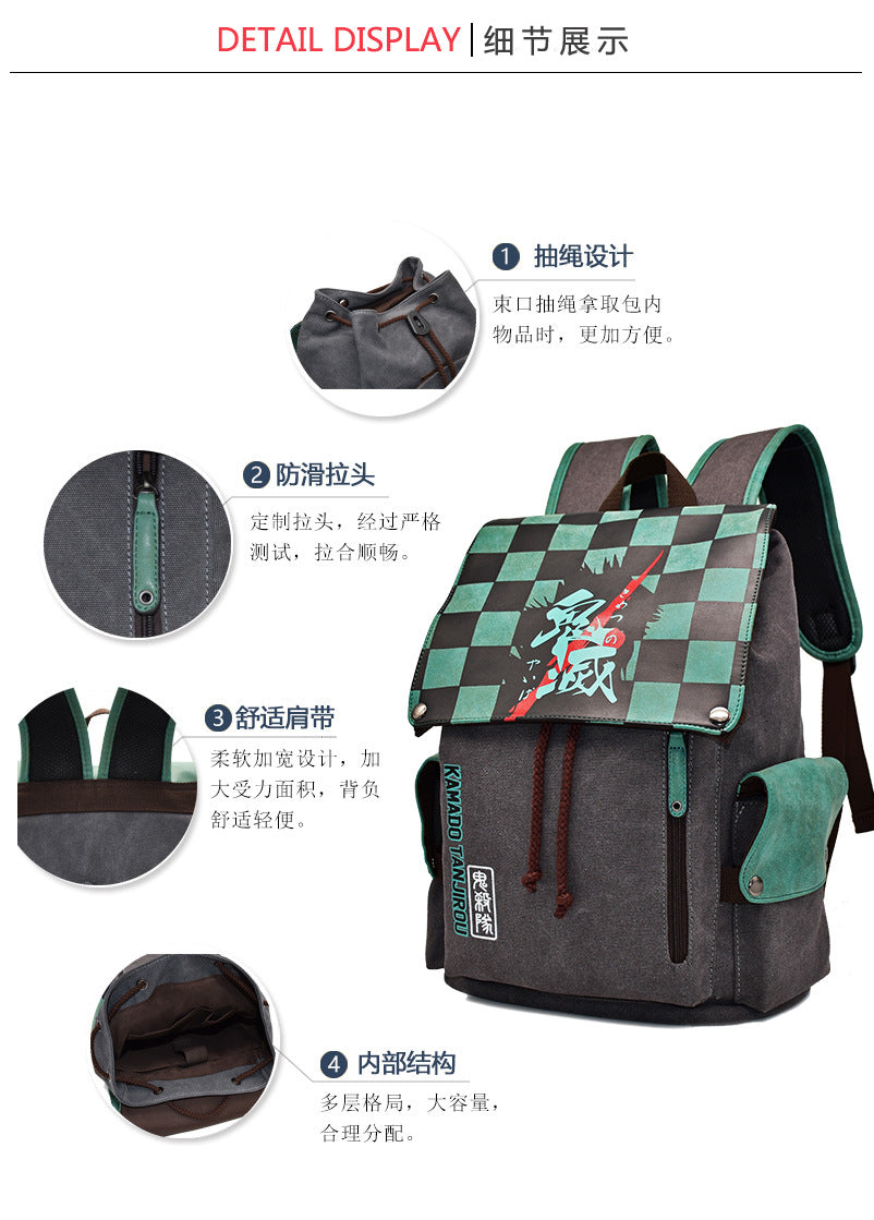 Backpack Demon Slayer: Kimetsu no Yaiba Canvas Bag Tomioka Giyuu School Bags Girls Travel bag Mochila Feminina Notebook Bags