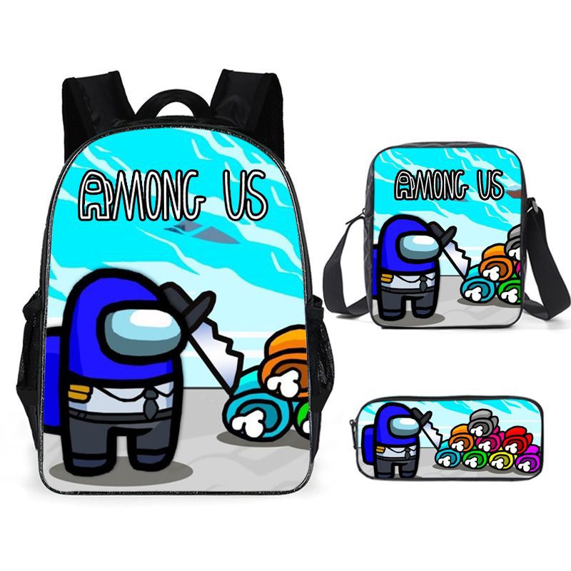Among Us Backpack Men Impostor Rucksack Lunchbag Pen Case 3D Print Schoolbags 3 Pieces/Set