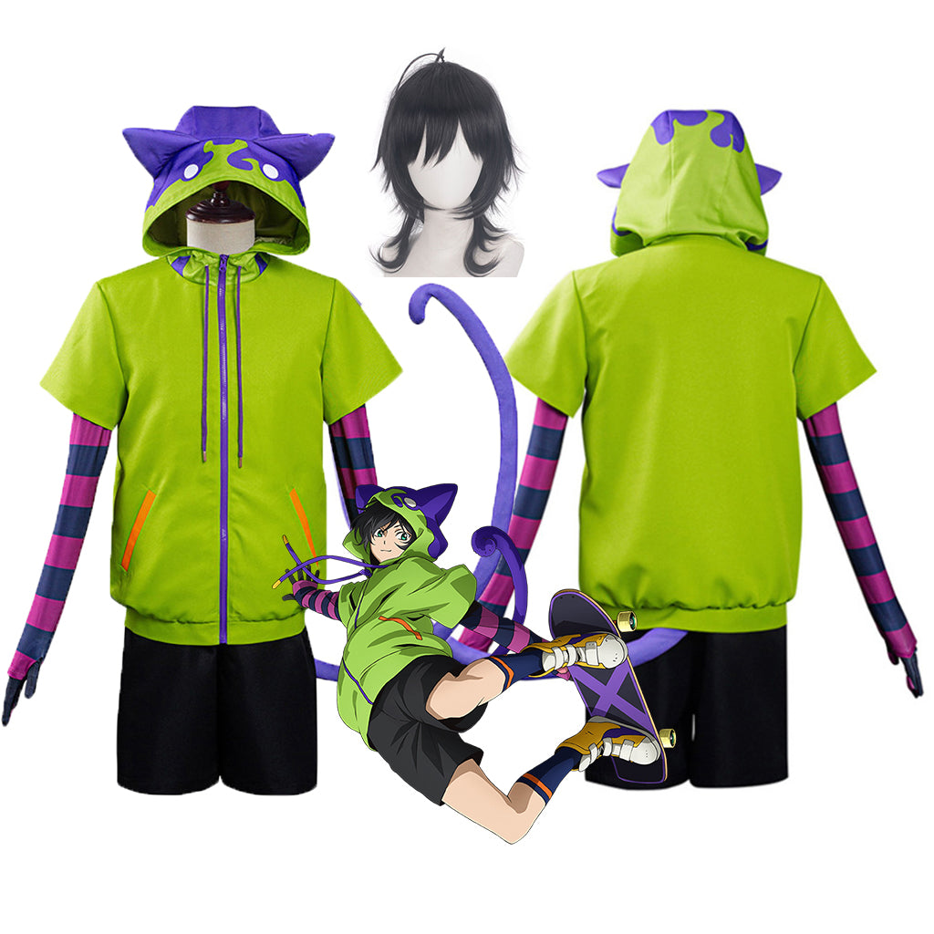 SK8 the Infinity Anime Miya Chinen Cosplay Costume Custom Made Hooded Zipper Wig Hoodie Jacket Tail Gloves Party Outfits SK Eight Suit