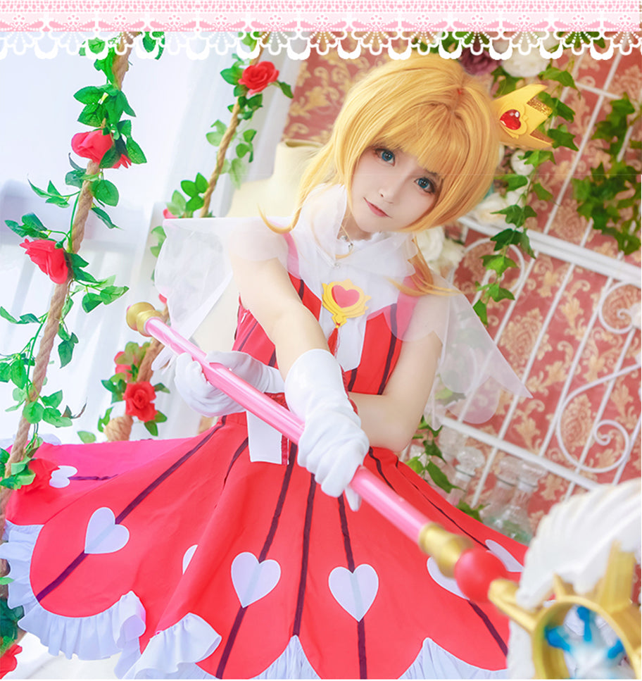 Sakura Clear Card Cosplay Card Captor Sakura OP2 Rose Gamble suit cosplay costume Dress