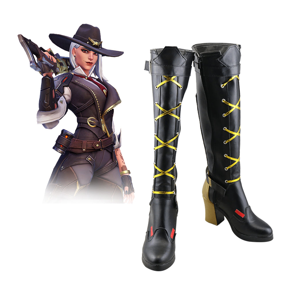 Overwatch OW New Hero Ashe Black Shoes Cosplay Boots