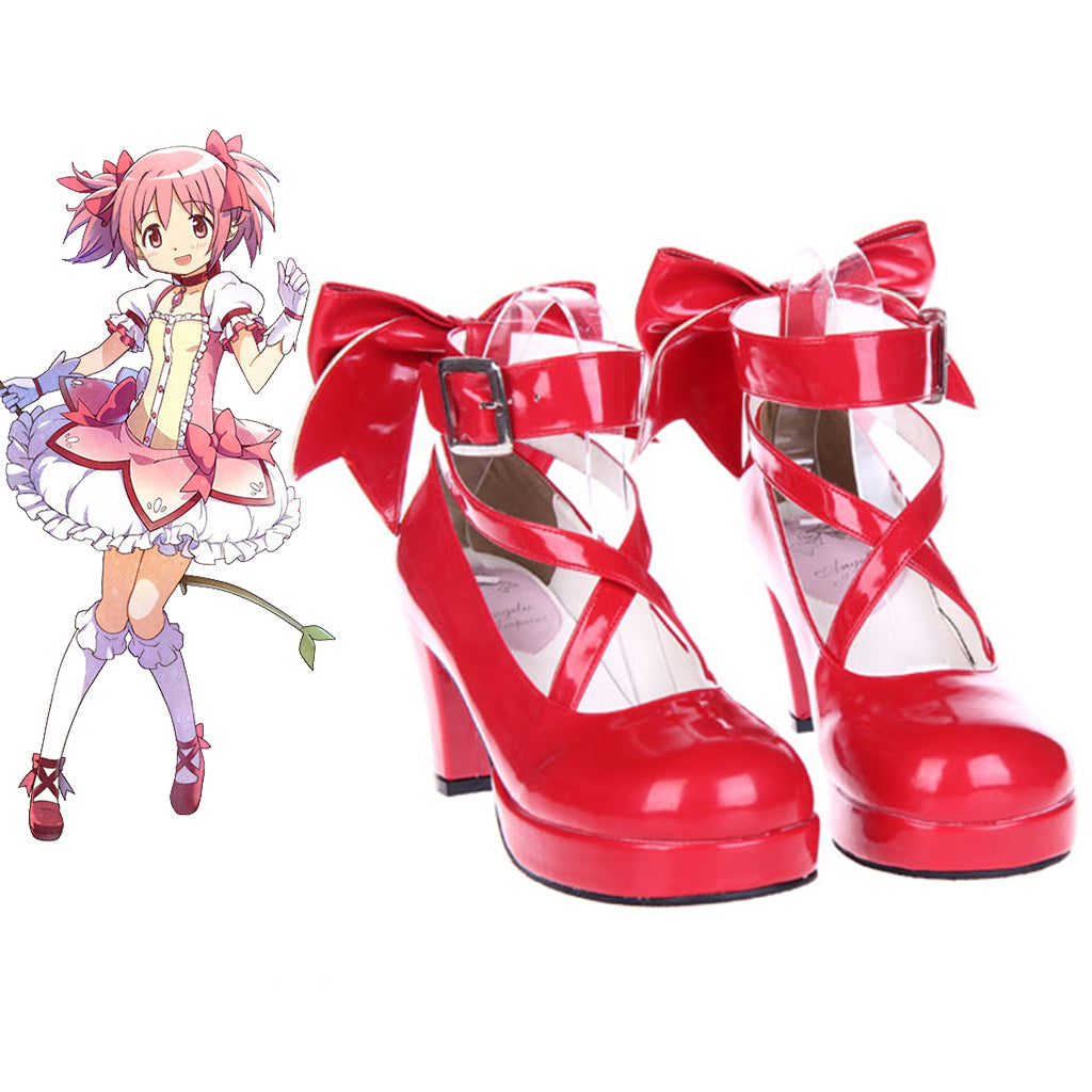 Puella Magi Madoka Magica Cosplay Shoes Japanese Style Anime Lolita Shoes High Heels Bowknot Girls Princess