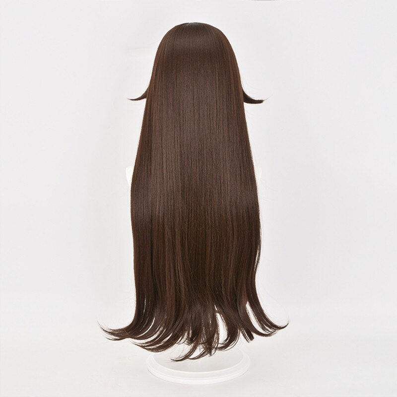 Game Genshin Impact Amber Cosplay Wig+Wigs Cap Dark Brown Long Hair Costume Amber Halloween Party Accessories