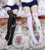 Load image into Gallery viewer, Fake Thigh High Tights Sailor Moon Cosplay 20th Anniversary Luna Cat Pattern Pantyhose Stockings
