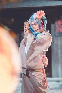 Re Zero Kara Hajimeru Isekai Seikatsu Remu REM Kimono Yukata Dress Outfit  Cosplay Costume