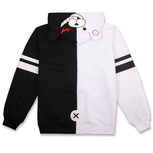 Anime Danganronpa Monokuma Cosplay Costume Unisex Hoodie Sweatshirt Hooded Black White Bear Long Sleeve daily casual coat Jacket