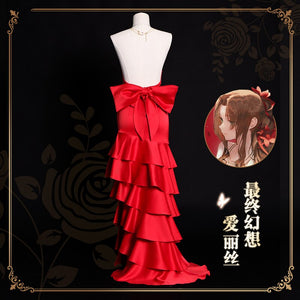 Final Fantasy VII 7 Remake Alice Role Play Red Dress Outfit Elegant Lovely Cosplay Costume Halloween Party Suit