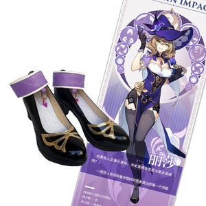 Anime Genshin Impact Mondstadt Lisa Princess Shoes Women Girls Student High Heels Shoes Xmas Gifts Cosplay Props