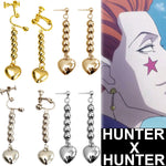 Load image into Gallery viewer, Anime HUNTER X HUNTER Hisoka Earrings Gold Heart Pendant Beaded Tassel Earrings For Women Men Cosplay Jewelry
