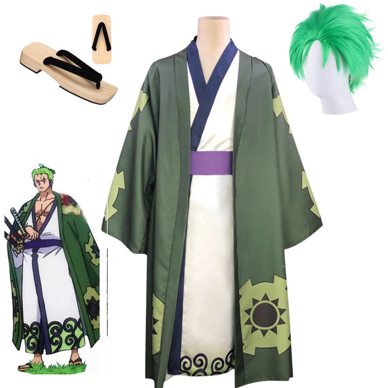 Anime One Piece Roronoa Zoro Cosplay Costume Kimono Robe