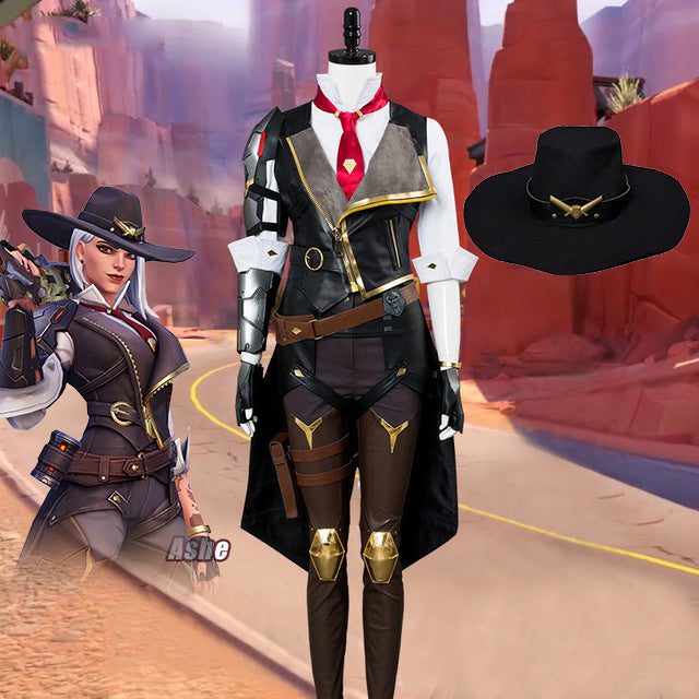 Free Shipping Overwatch OW New Hero Ashe Cosplay Costume