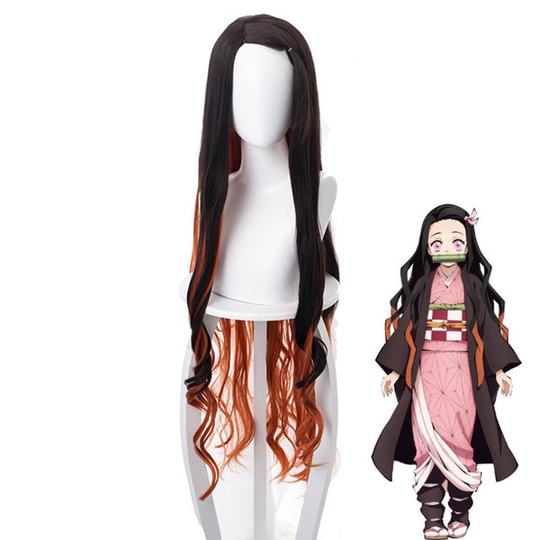 Demon Slayer Kimetsu no Yaiba Kamado Nezuko Long Curly Wig Cosplay