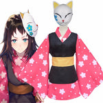Load image into Gallery viewer, Demon Slayer Kimetsu no Yaiba Makomo Full Set Kis Children Adult Cosplay Costume Kimono Uniform Mask Wig Halloween Party Suit
