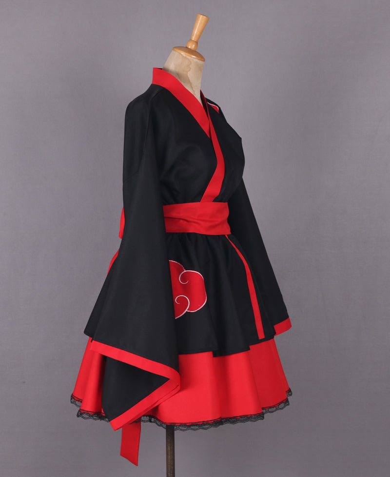 Naruto Shippuden Akatsuki Female Lolita Kimono Dress Anime Cosplay Costume - fortunecosplay