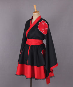 Naruto Shippuden Akatsuki Female Lolita Kimono Dress Anime Cosplay Costume - fortunecosplay