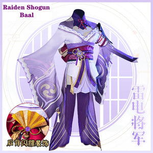 Game Genshin Impact Cosplay Raiden Shogun Baal Costumes Halloween Women's Clothes Accessories Set God's Eye Props