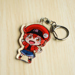 Load image into Gallery viewer, Cells At Work Keyring White Blood Cell Killer T Cell Platelet Acrylic Keychain Charm
