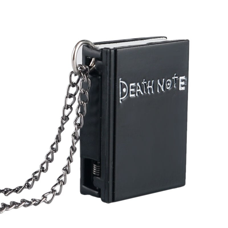 Japanese Death Note Shape Quartz Pocket Watch Necklace For Men Children Creative Cute Black Suqare Deathnote Watch