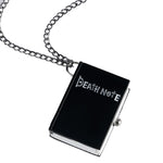 Load image into Gallery viewer, Japanese Death Note Shape Quartz Pocket Watch Necklace For Men Children Creative Cute Black Suqare Deathnote Watch
