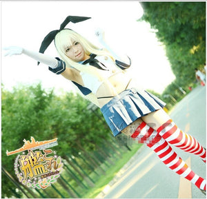 Kantai Collection Cosplay Shimakaze Costume Sexy Sailor Suit Full Uniform with Headwear Socks