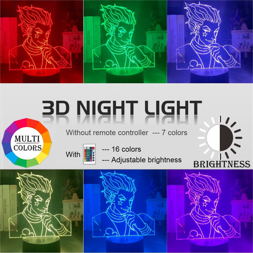 Kids Night Light Gift Led Touch Sensor Colorful Bedroom Nightlight Anime Hunter X Hunter Decor Light Cool 3d Lamp Hisoka Gadgets