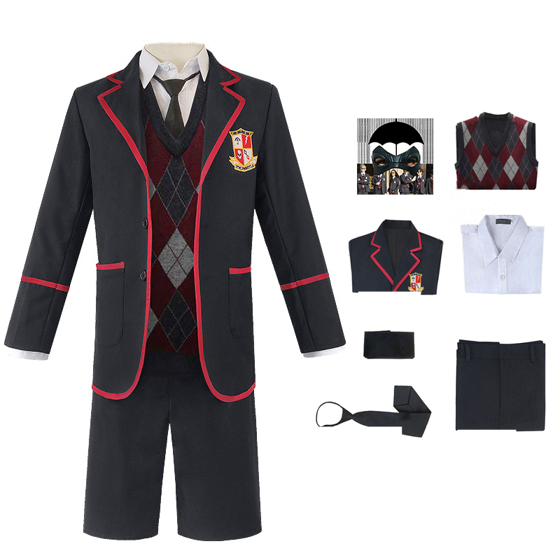 The Umbrella Academy Uniform Hargreeves Cosplay Costume Halloween Carnival Christmas Party Suit for Men Women School Outfit