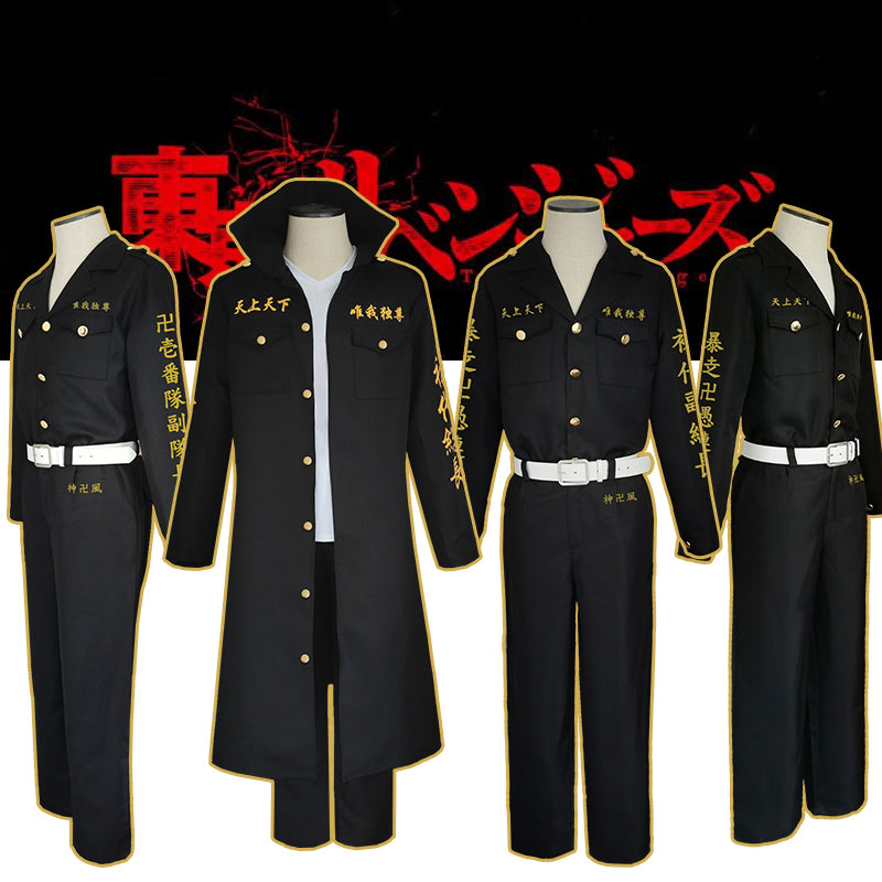 Anime Tokyo Revengers Cosplay Costume Manjiro Sano Black Uniform Ken Ryuguji Takemichi Hanagaki Tokyo Manji Gang Cloak Outfits