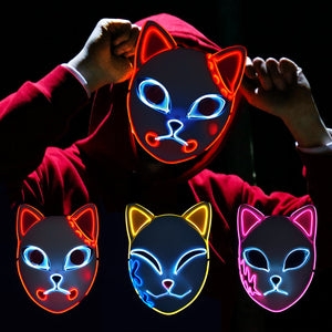 Anime Demon Slayer cosplay Masks LED Light Halloween Kimetsu no Yaiba Masks Plastic Tanjirou Sabito Party Props