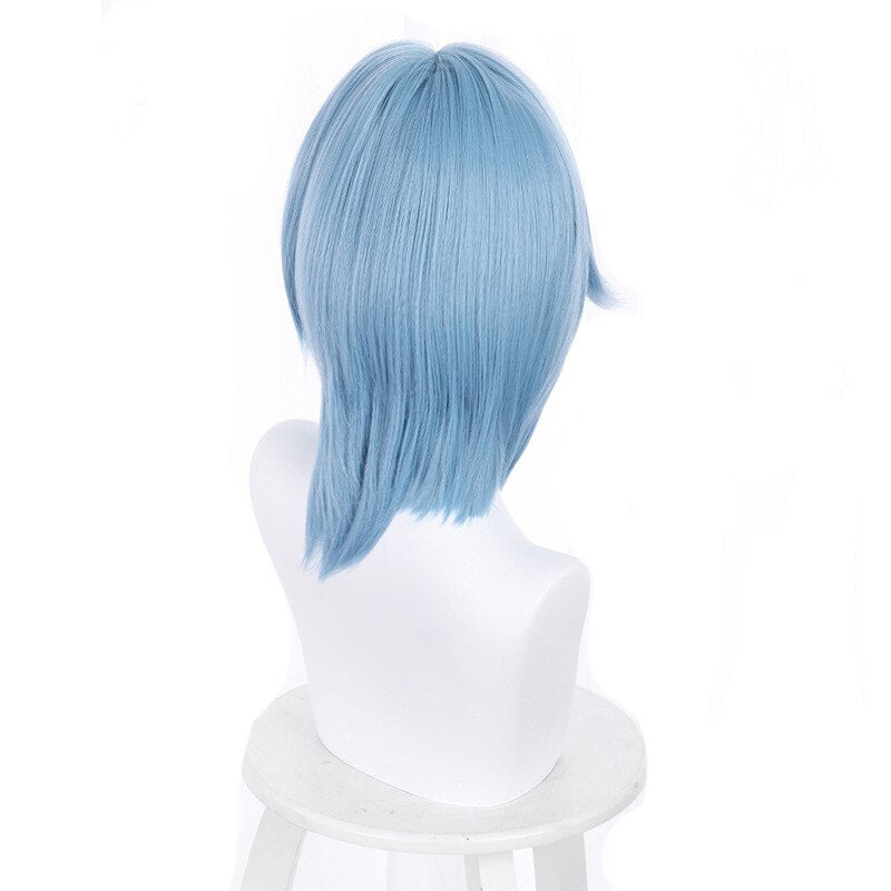 Eula Cosplay Wig Game Genshin Impact Cosplay Blue Mixed White Short Heat Resistant Synthetic Hair Wig
