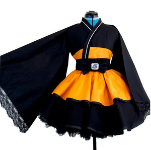 Naruto Shippuden Uzumaki Naruto Female Lolita Kimono Dress Cosplay Costume - fortunecosplay