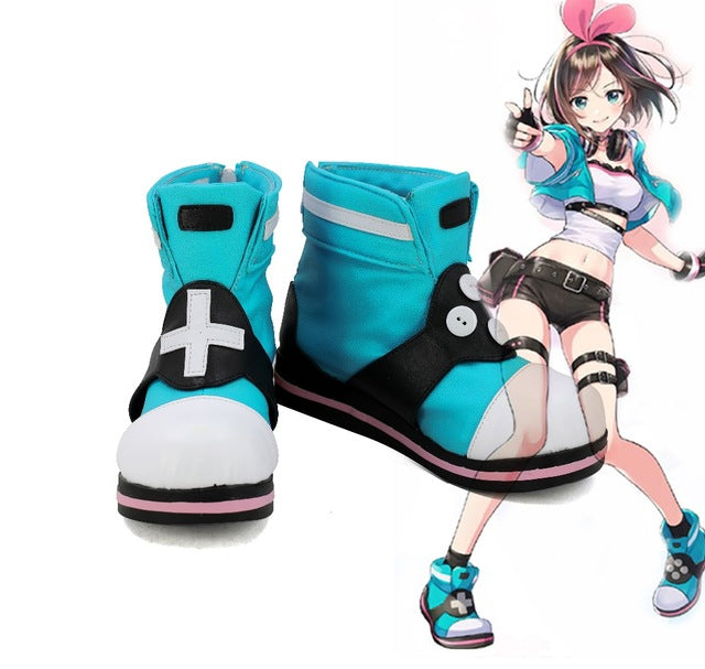 A.I.Channel Kizuna AI Short Hair Look Cosplay Blue Shoes Boots