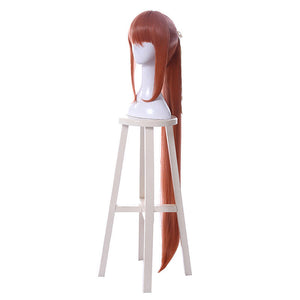 Doki Doki Literature Club Monika Orange Long Straight Ponytail Cosplay Wigs 95cm